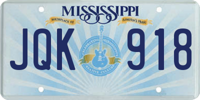 MS license plate JQK918