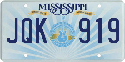 MS license plate JQK919