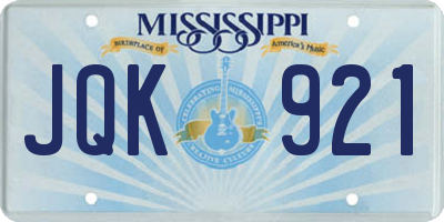 MS license plate JQK921