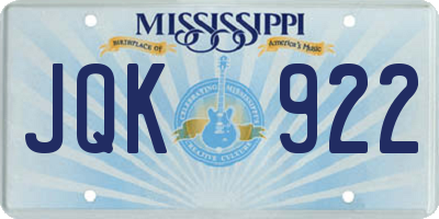 MS license plate JQK922