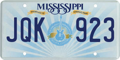 MS license plate JQK923