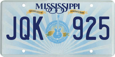 MS license plate JQK925