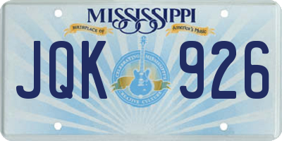 MS license plate JQK926