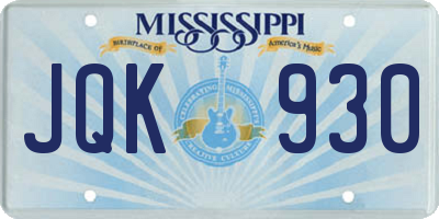 MS license plate JQK930