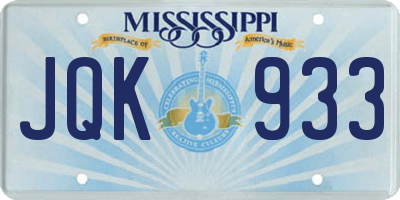 MS license plate JQK933