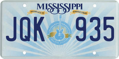 MS license plate JQK935