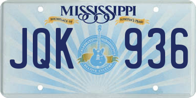 MS license plate JQK936