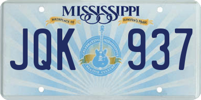 MS license plate JQK937