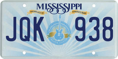 MS license plate JQK938