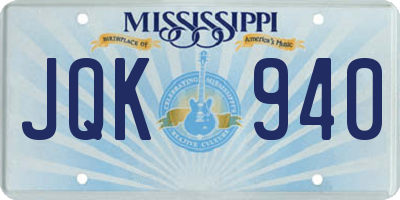 MS license plate JQK940