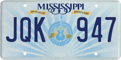 MS license plate JQK947