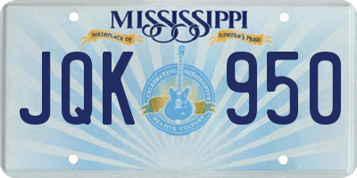 MS license plate JQK950