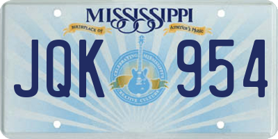 MS license plate JQK954