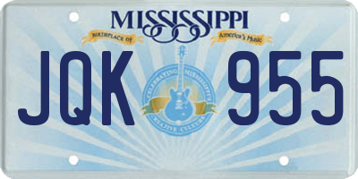 MS license plate JQK955