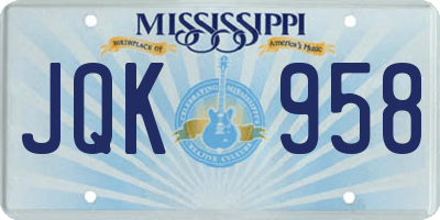 MS license plate JQK958