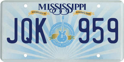 MS license plate JQK959