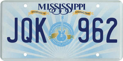 MS license plate JQK962