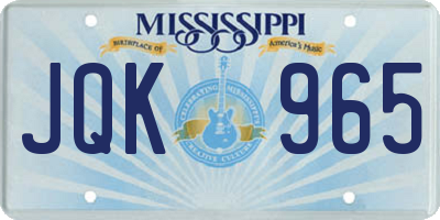 MS license plate JQK965