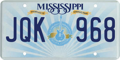 MS license plate JQK968