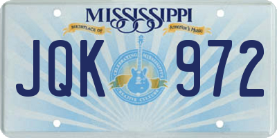 MS license plate JQK972