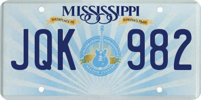 MS license plate JQK982