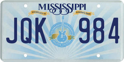 MS license plate JQK984