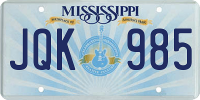 MS license plate JQK985