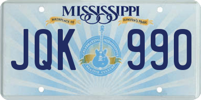 MS license plate JQK990