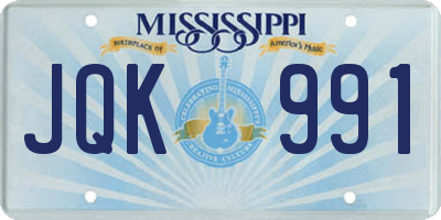 MS license plate JQK991