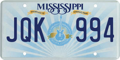 MS license plate JQK994