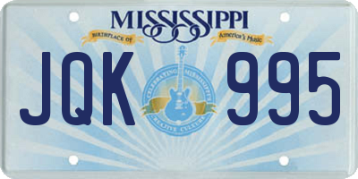 MS license plate JQK995