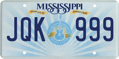 MS license plate JQK999