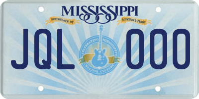 MS license plate JQL000