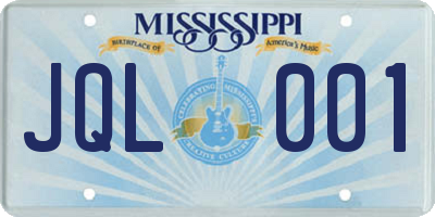 MS license plate JQL001