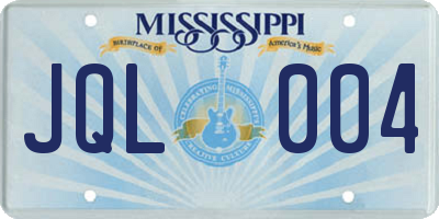 MS license plate JQL004
