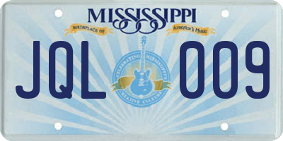 MS license plate JQL009