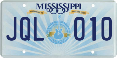 MS license plate JQL010