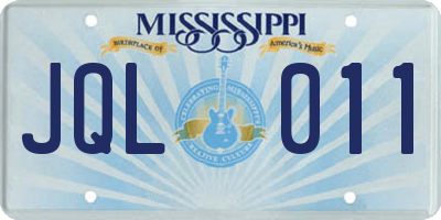 MS license plate JQL011