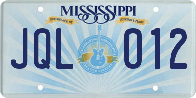 MS license plate JQL012
