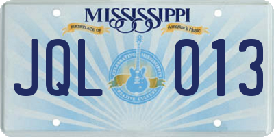 MS license plate JQL013