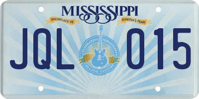 MS license plate JQL015