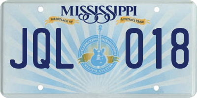 MS license plate JQL018