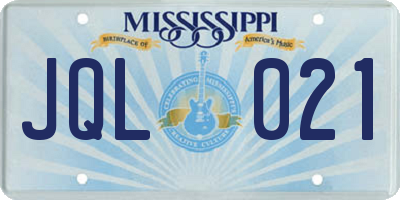 MS license plate JQL021