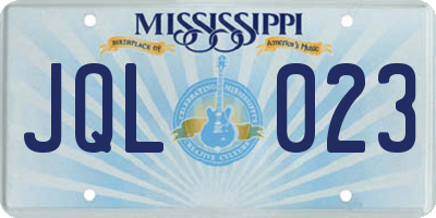 MS license plate JQL023