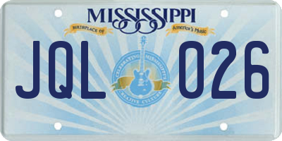 MS license plate JQL026