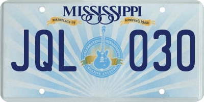 MS license plate JQL030