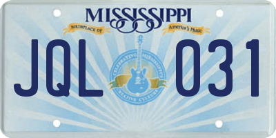 MS license plate JQL031