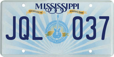 MS license plate JQL037