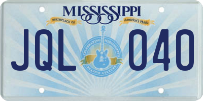 MS license plate JQL040