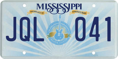 MS license plate JQL041